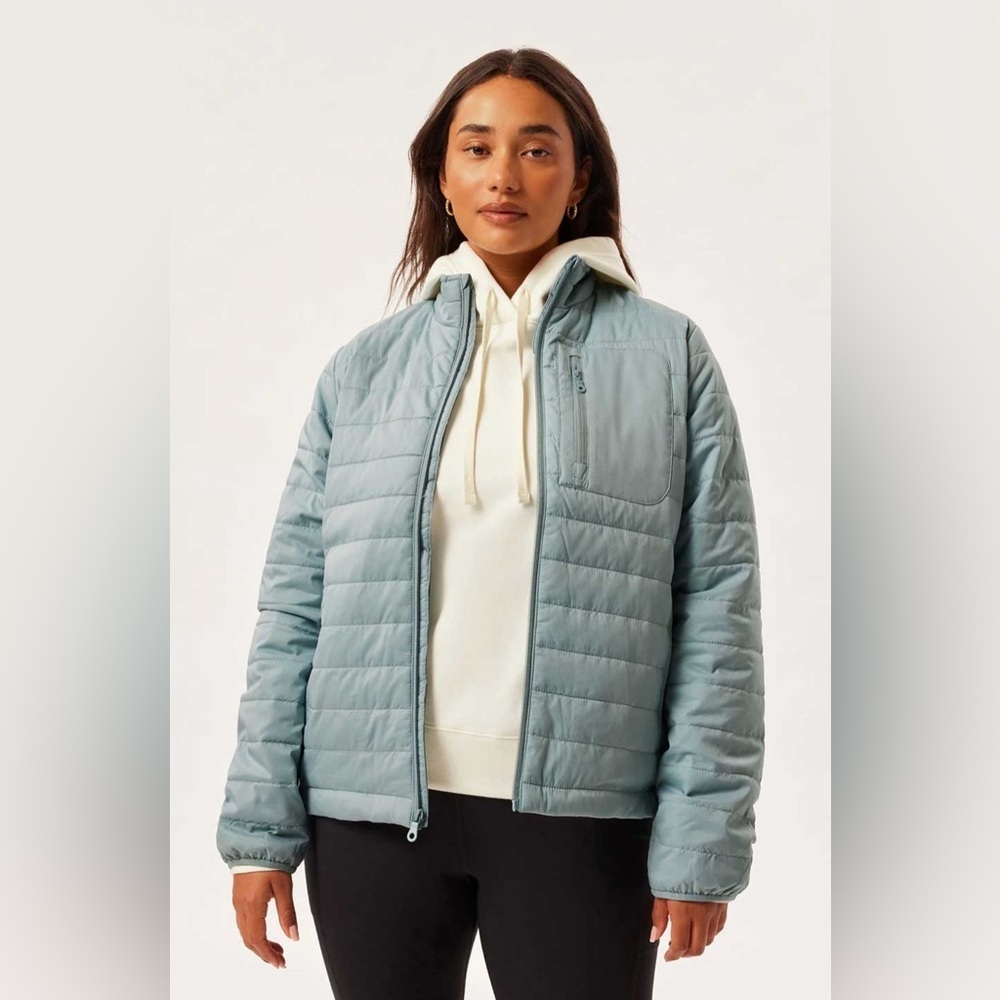 Girlfriend Collective Packable Eco Puffer Jacket in Crystal Blue, Small
